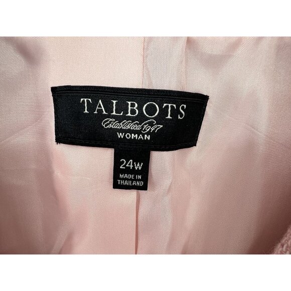 Talbots Womens Tweed Blazer Jacket Size 24W Pink Wool Blend Two Button Office - Picture 3 of 13